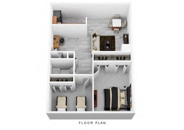 Floor plan for 2 beds, 1 bath, 800 sqft